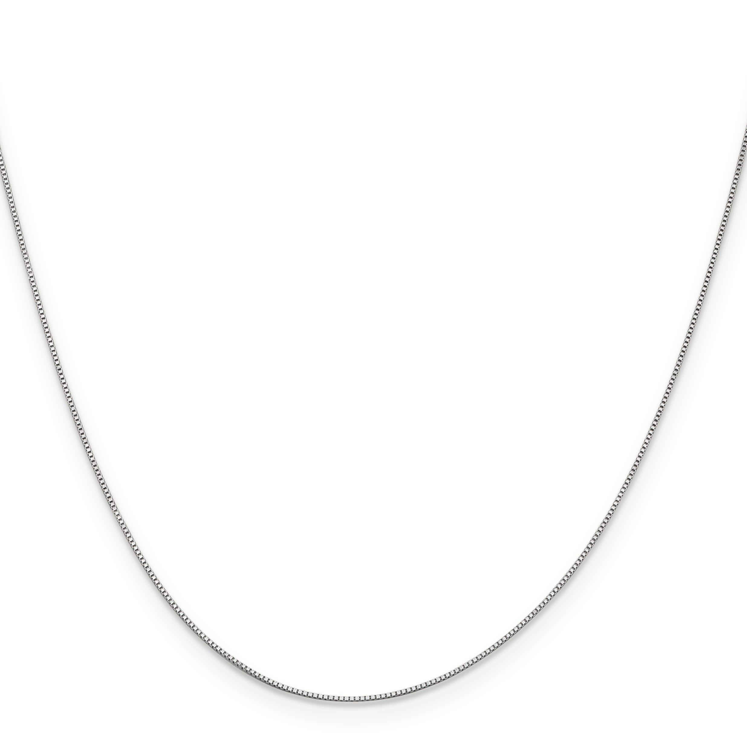 24 Inch 14K White Gold .5mm Baby Box With Lobster Clasp Chain Necklace