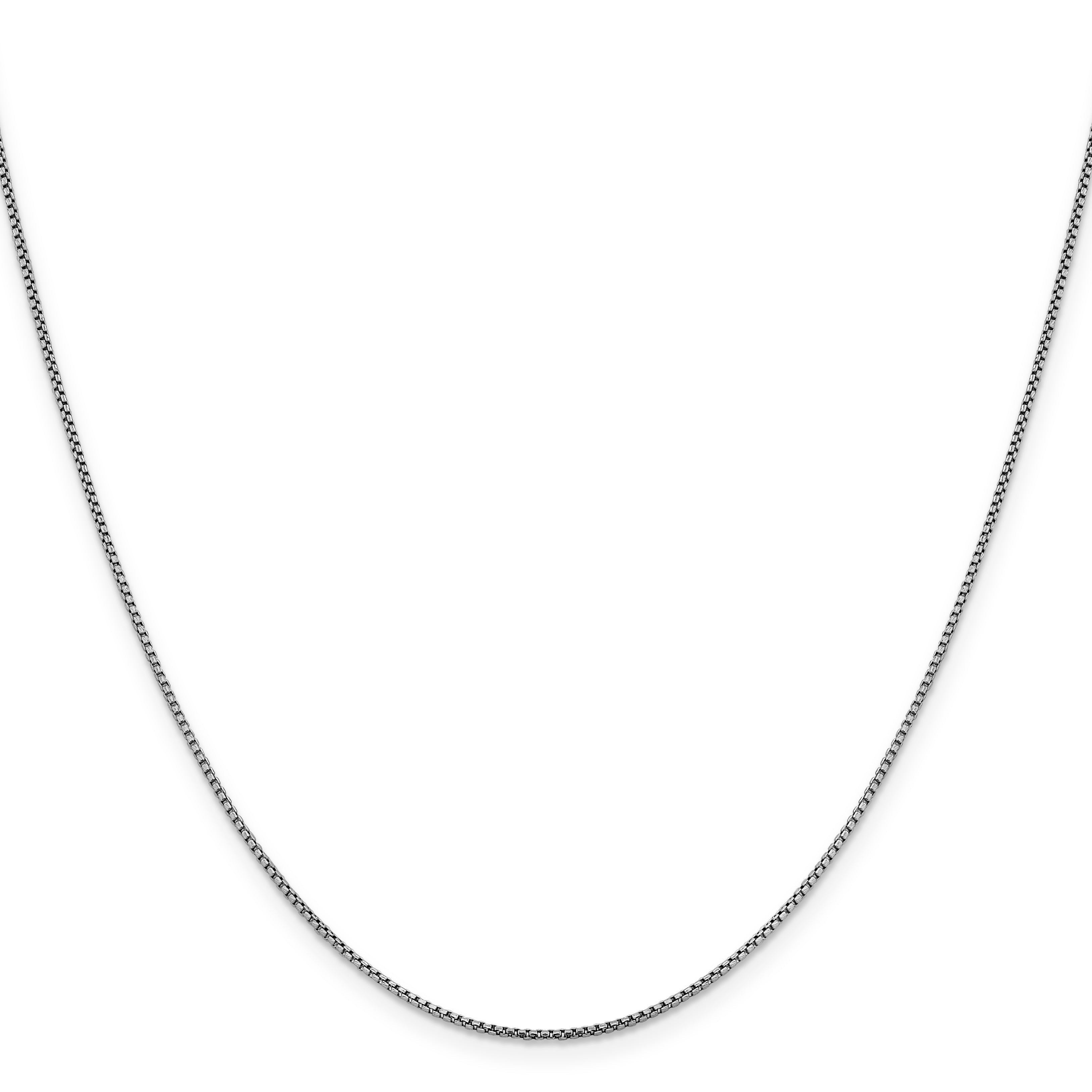 16 Inch 14K White Gold 1.1mm Sparkle Round Box Chain Necklace