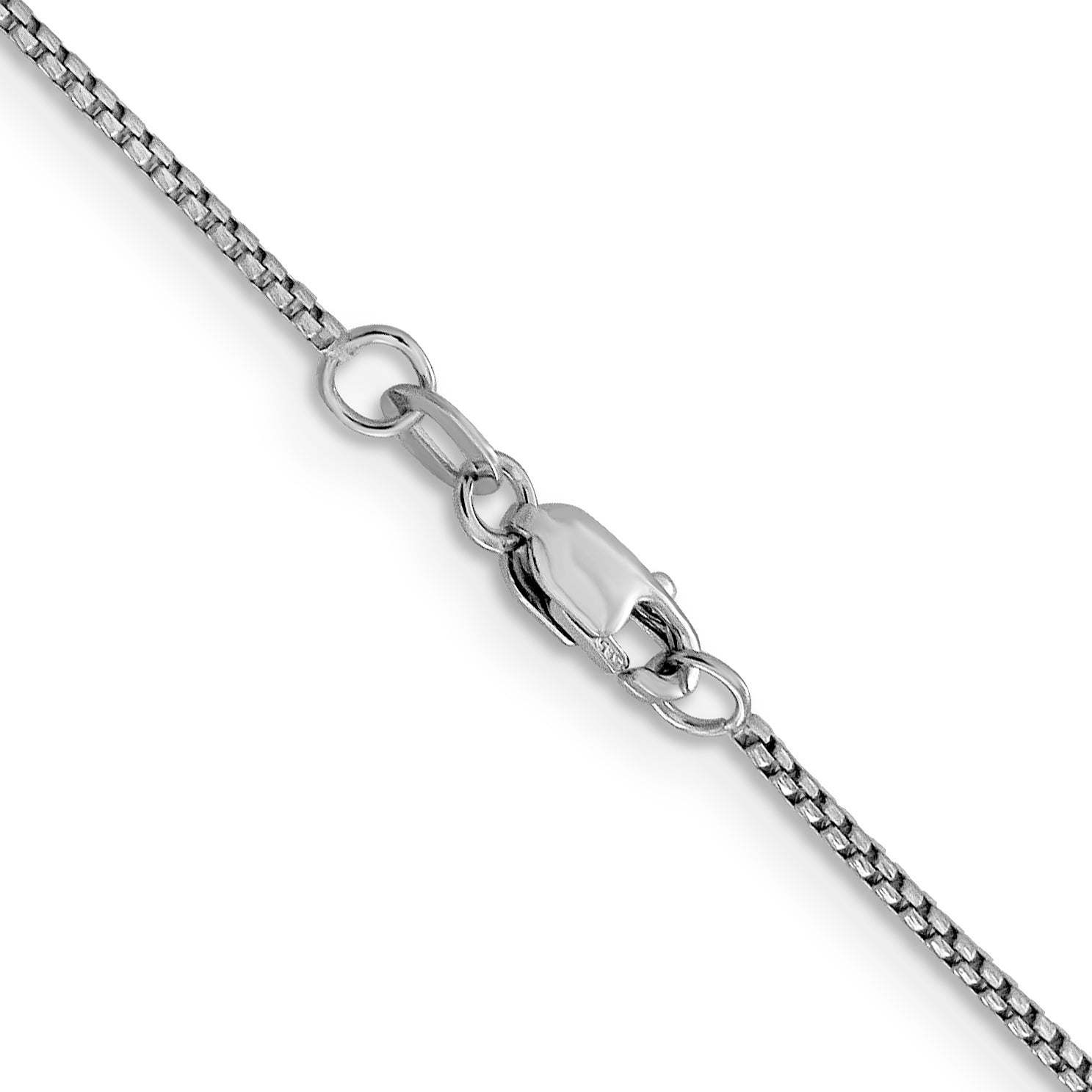 18 Inch 14K White Gold 1.1mm Sparkle Round Box Chain Necklace