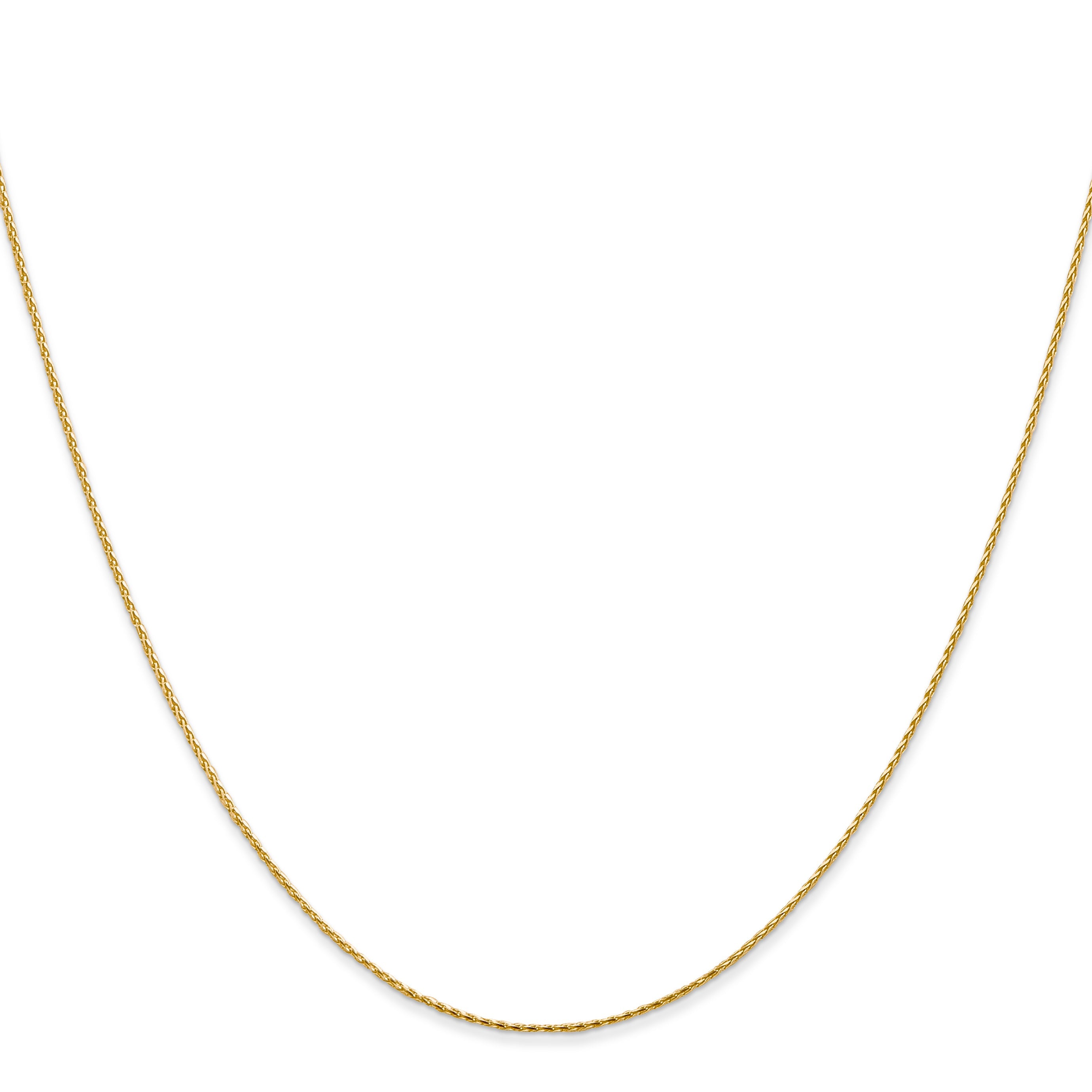 18 Inch 14K Yellow Gold .8mm D/C Wheat Chain Necklace