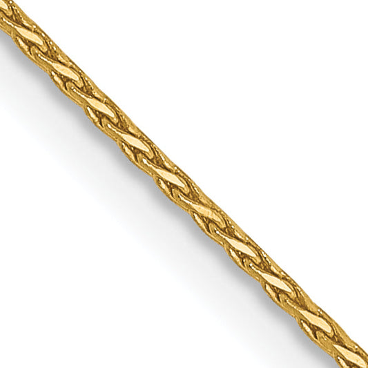 18 Inch 14K Yellow Gold .8mm D/C Wheat Chain Necklace
