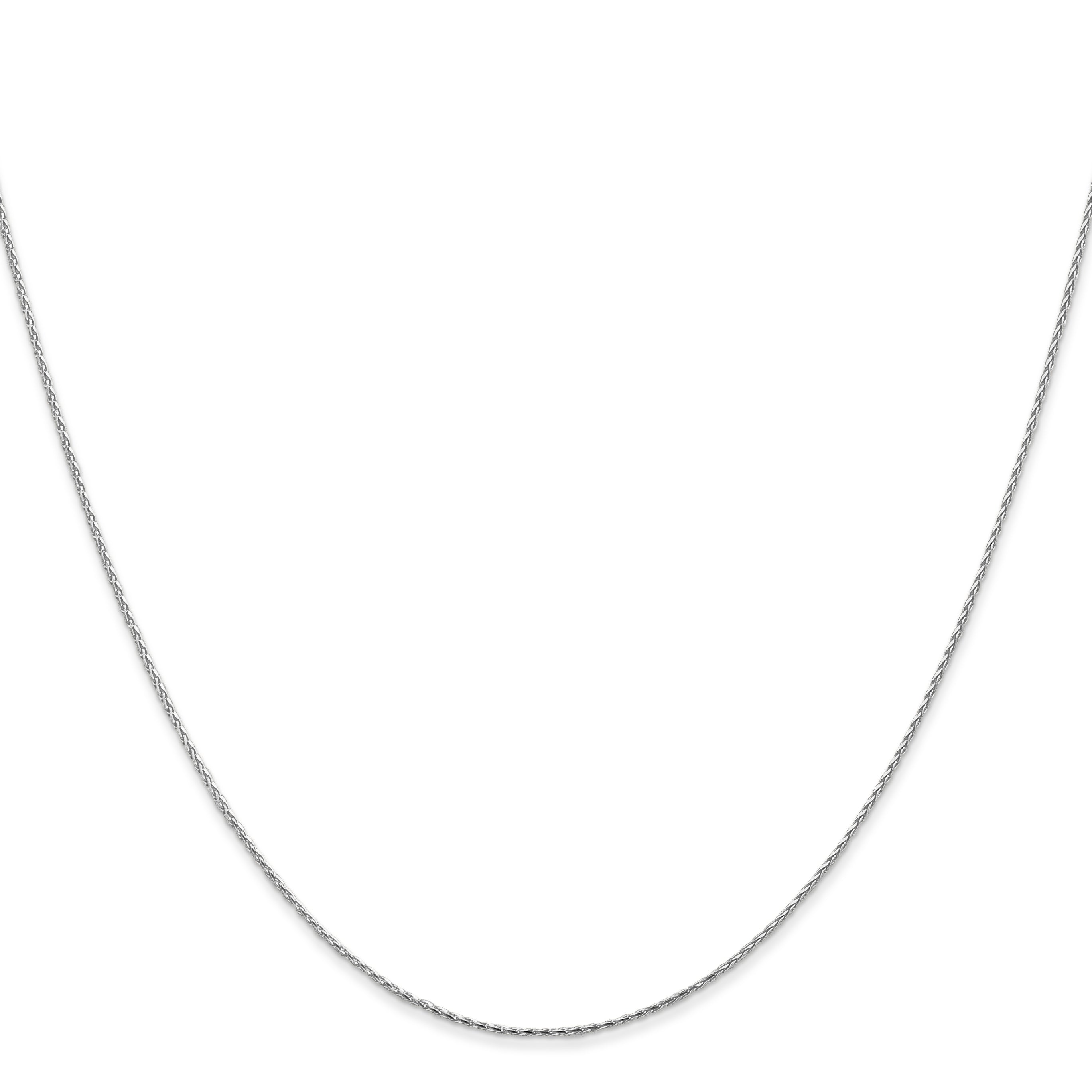 18 Inch 14K White Gold .8mm D/C Wheat Chain Necklace