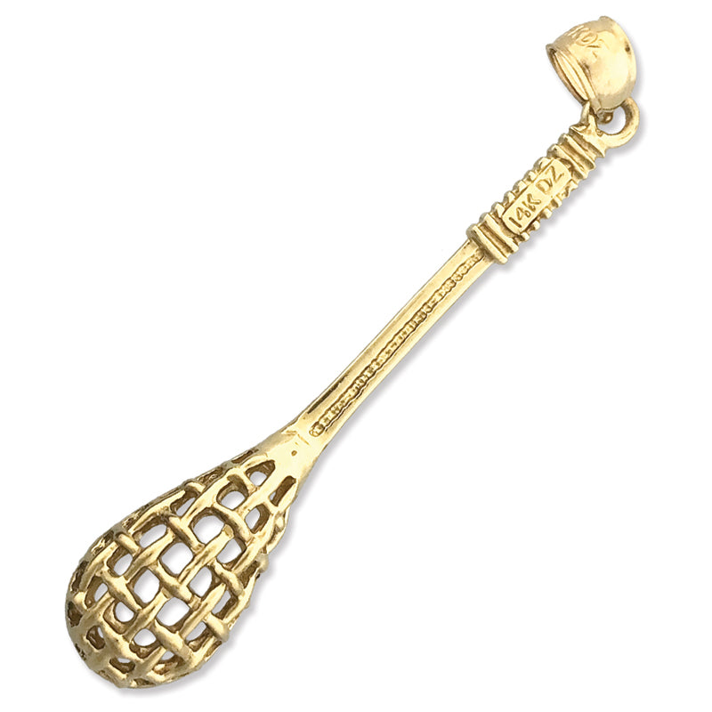 14K Gold 3D Lacrosse Pendant