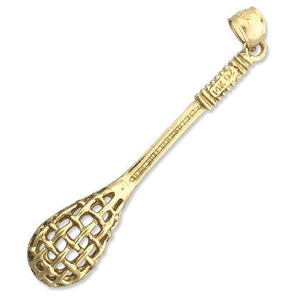 14K Gold 3D Lacrosse Pendant