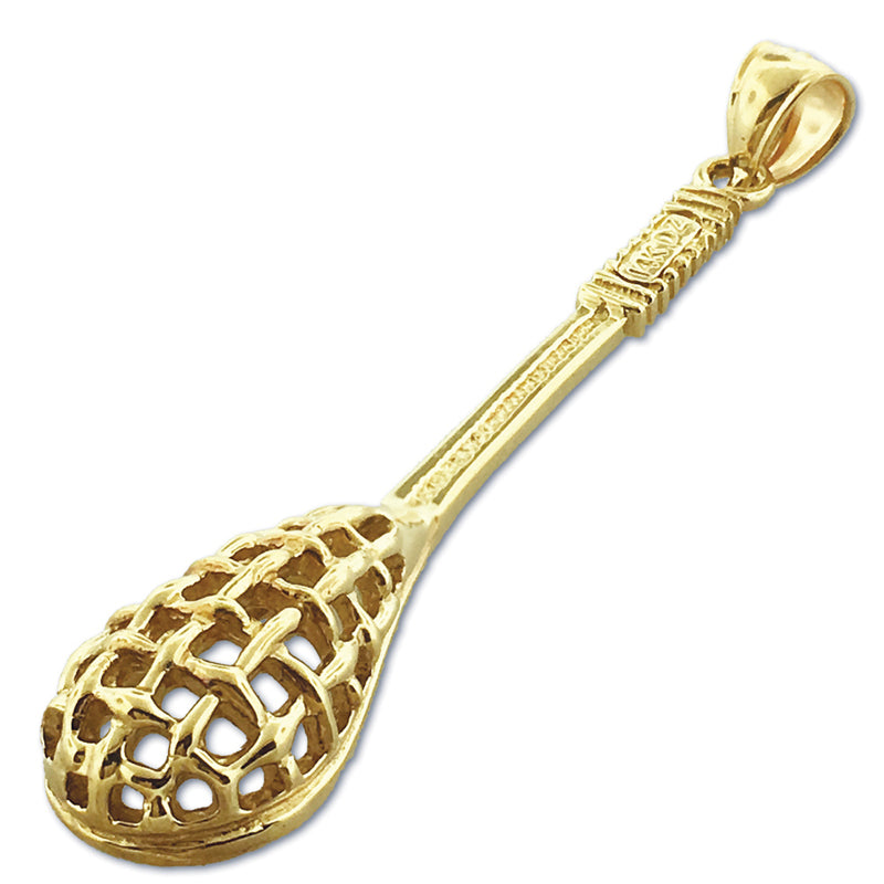 14K Gold 3D Lacrosse Pendant