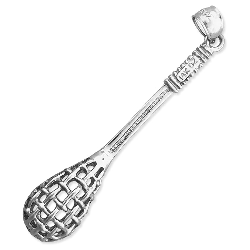 14K Gold 3D Lacrosse Pendant