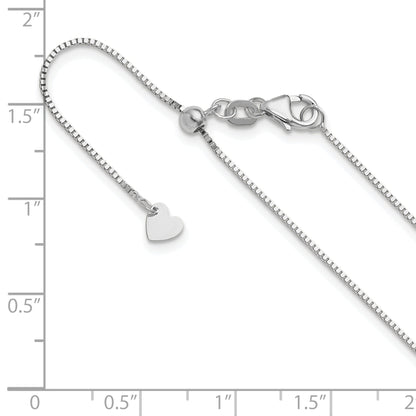 3 Inch 14K White Gold Adjustable .8mm Box Chain Necklace