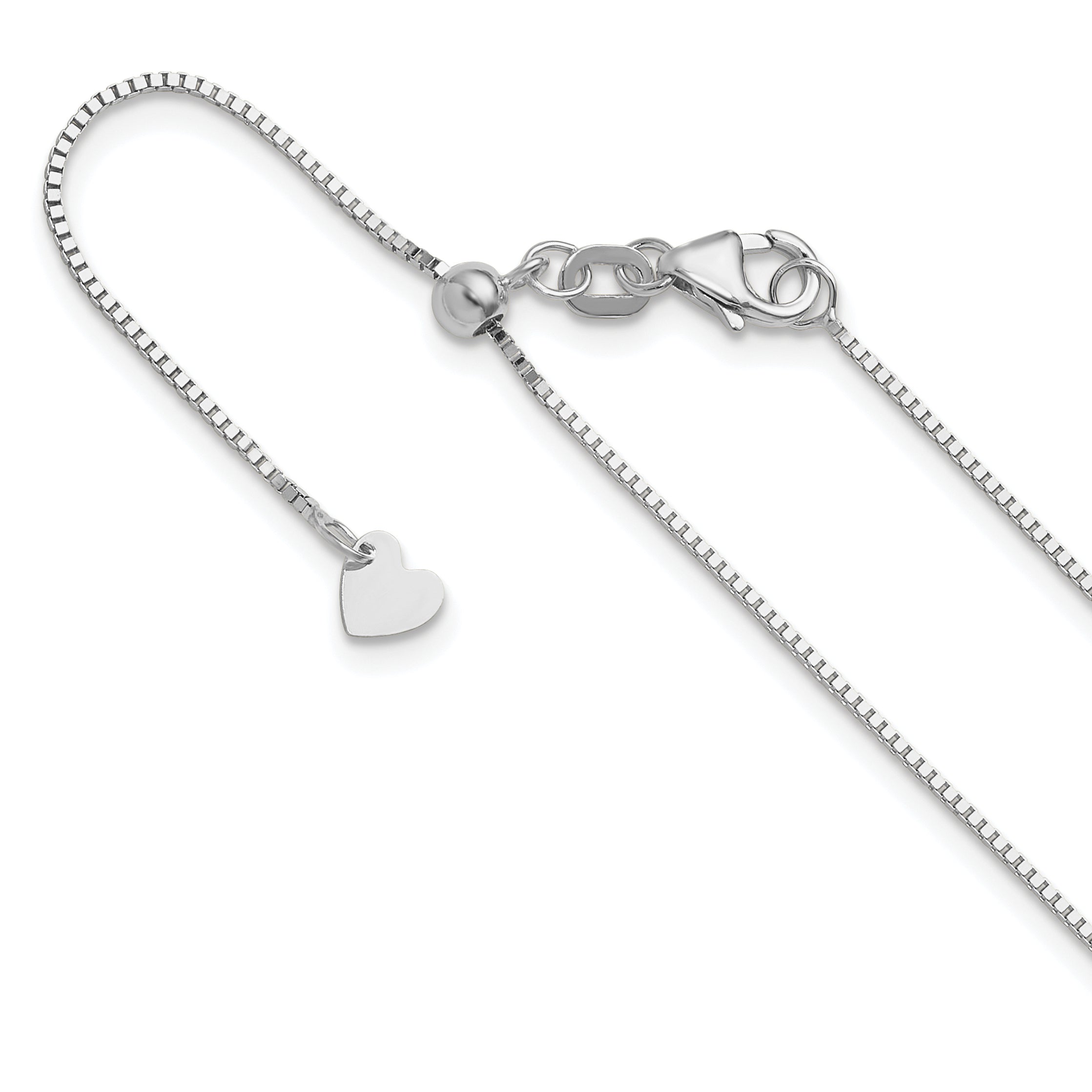 3 Inch 14K White Gold Adjustable .8mm Box Chain Necklace