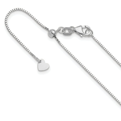 3 Inch 14K White Gold Adjustable .8mm Box Chain Necklace