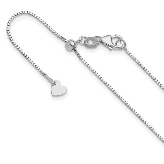 3 Inch 14K White Gold Adjustable .8mm Box Chain Necklace