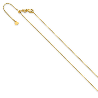 22 Inch 14K Yellow Gold Adjustable .8mm Box Chain Necklace