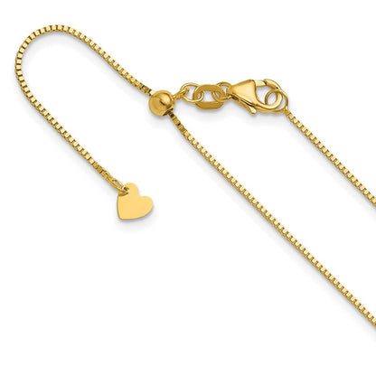 22 Inch 14K Yellow Gold Adjustable .8mm Box Chain Necklace