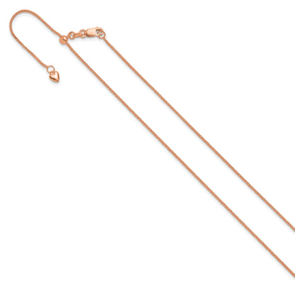 22 Inch 14K Rose Gold Adjustable 1mm Wheat Chain Necklace