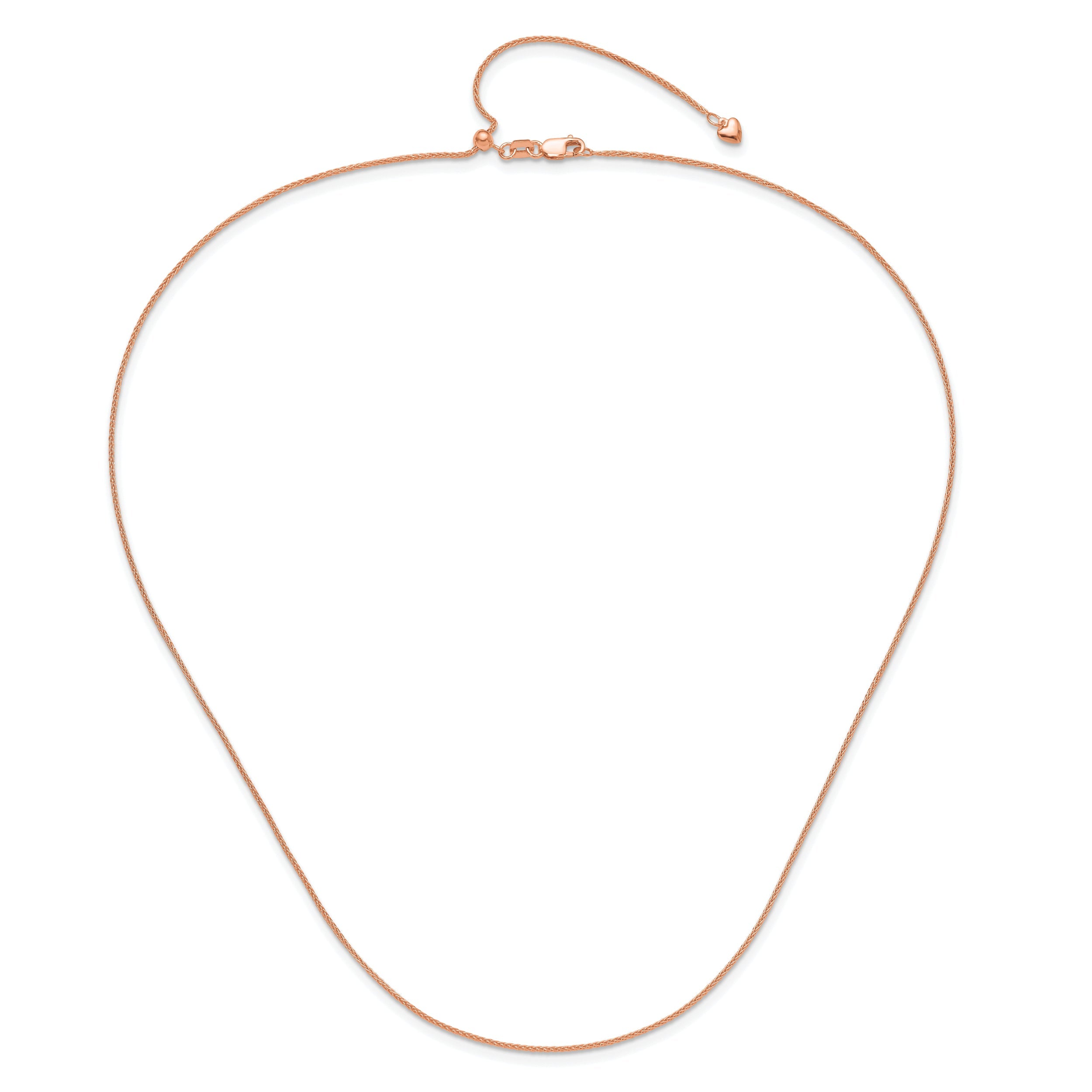 3 Inch 14K Rose Gold Adjustable 1mm Wheat Chain Necklace