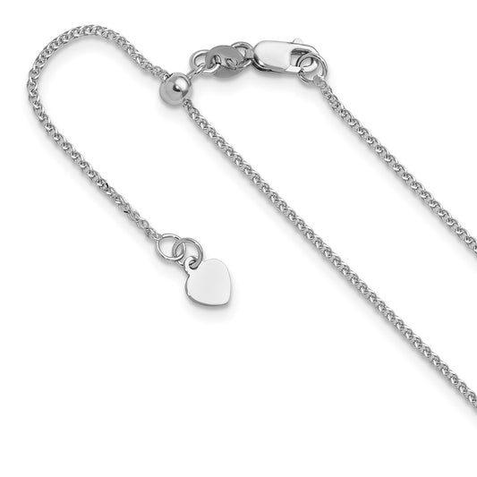 22 Inch 14K White Gold Adjustable 1.2 mm D/C Double Curb Chain Necklace