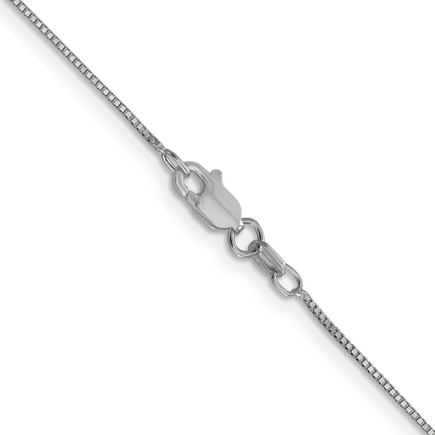 22 Inch 14K White Gold .7mm Box With Lobster Clasp Chain Necklace
