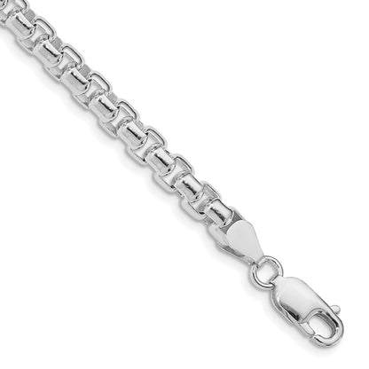 Sterling Silver Rhodium-plated 5.2mm Round Box 24 Inch Chain