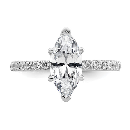 14K White Gold 2 5/8 carat Certified Lab Grown Diamond VS/SI+ G+ Marquise Complete Solitaire with Flair Engagement Ring