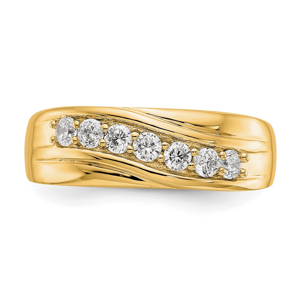 14K Yellow Gold Diamond Men's Wedding Band Ring (SI1-SI2)