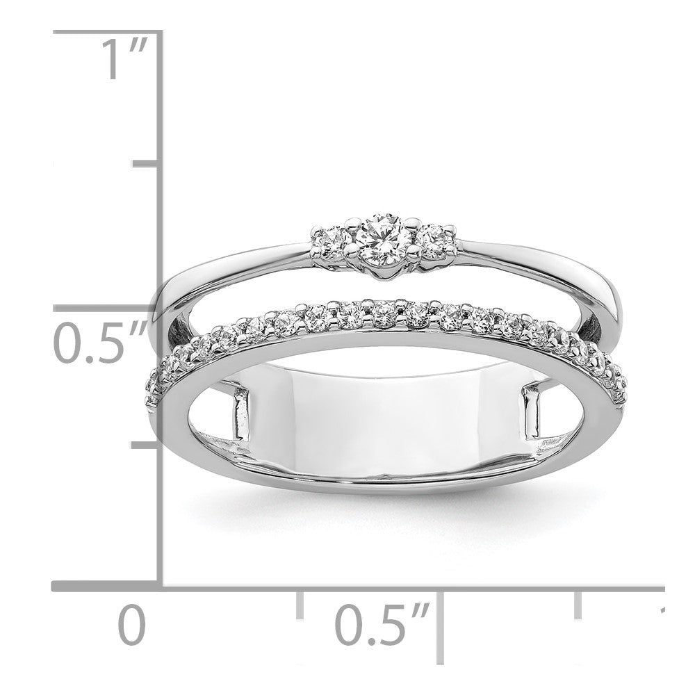 14K White Gold Polished Diamond Double Wedding Band Ring Fashion Ring