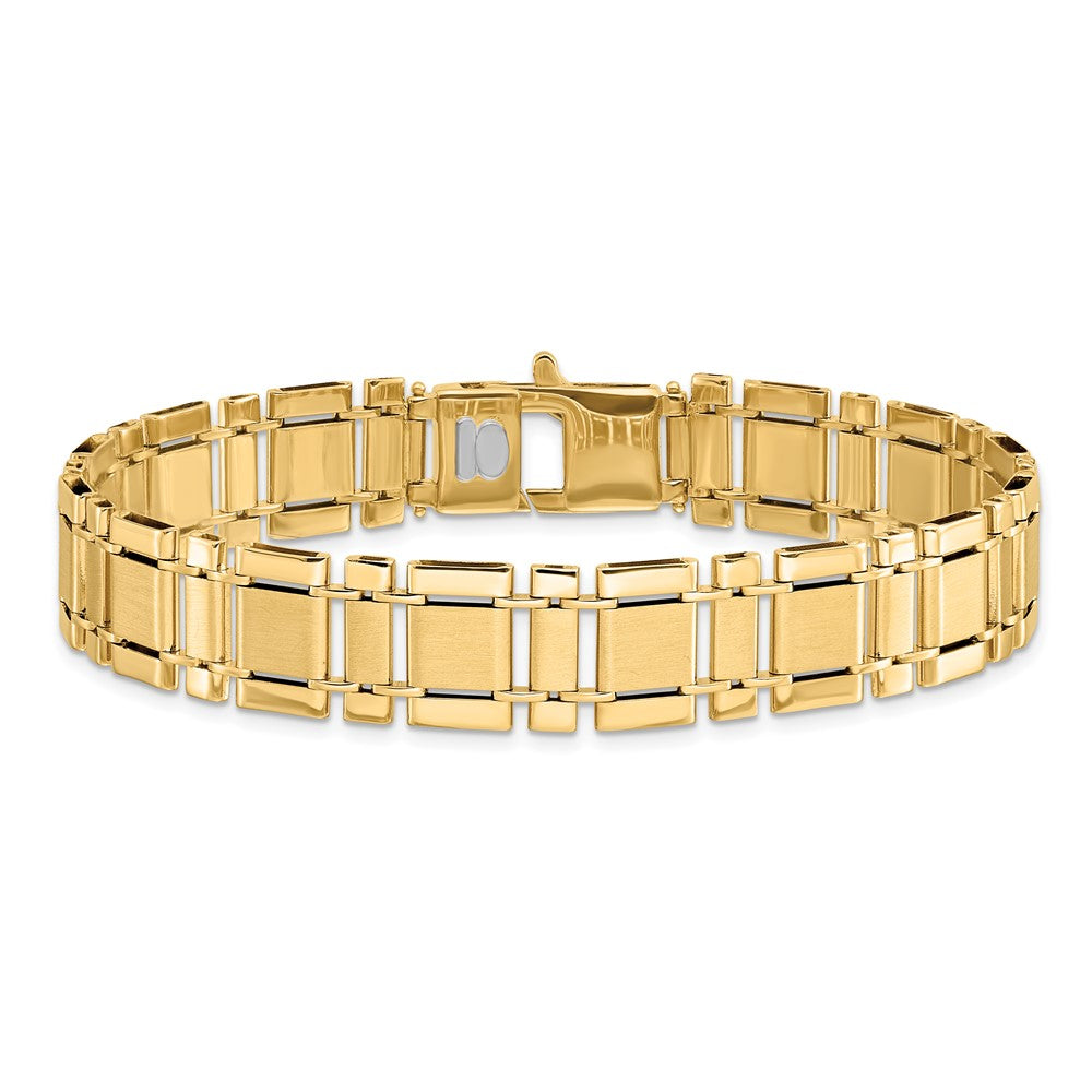 14K Yellow Gold Men's Brushed and Polished Link 8.5in Bracelet