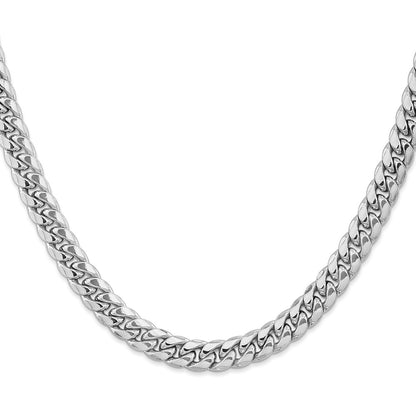 14K White Gold 7.3mm Semi-Solid Miami Cuban 22 Inch Chain