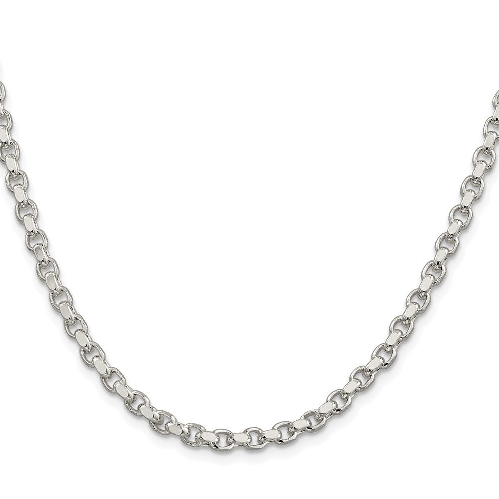 Sterling Silver Rhodium-plated 4mm Diamond-cut Rolo 30 Inch Chain