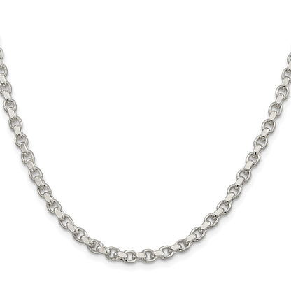 Sterling Silver Rhodium-plated 4mm Diamond-cut Rolo 30 Inch Chain
