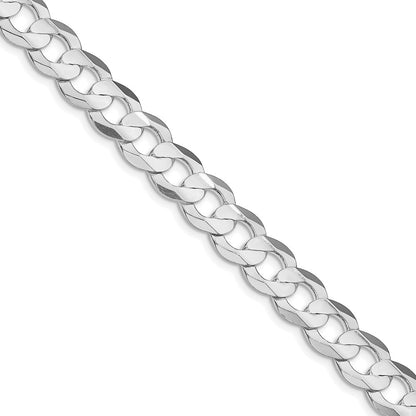 Sterling Silver Rhodium-plated 9.75mm Concave Beveled Curb 22 Inch Chain