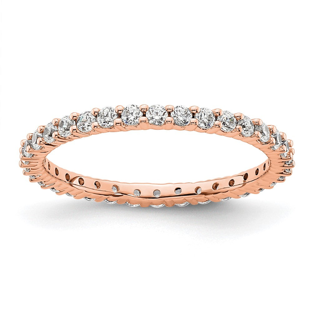 14K Rose Gold Polished Size 5.5 Shared Prong 1/2 carat Diamond Complete Eternity Wedding Band Ring