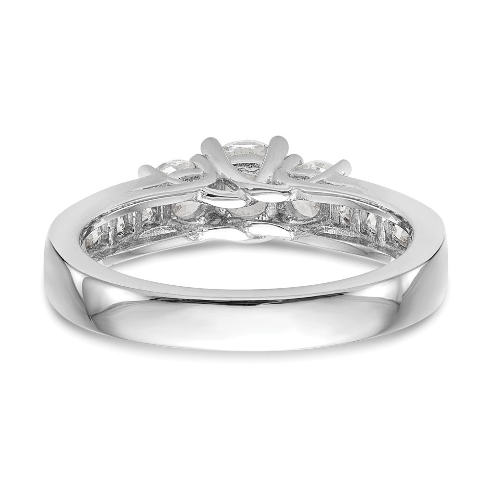 14K White Gold 1 1/2 carat Lab Grown Diamond VS/SI+ G+ Round Complete Three Stone Engagement Ring
