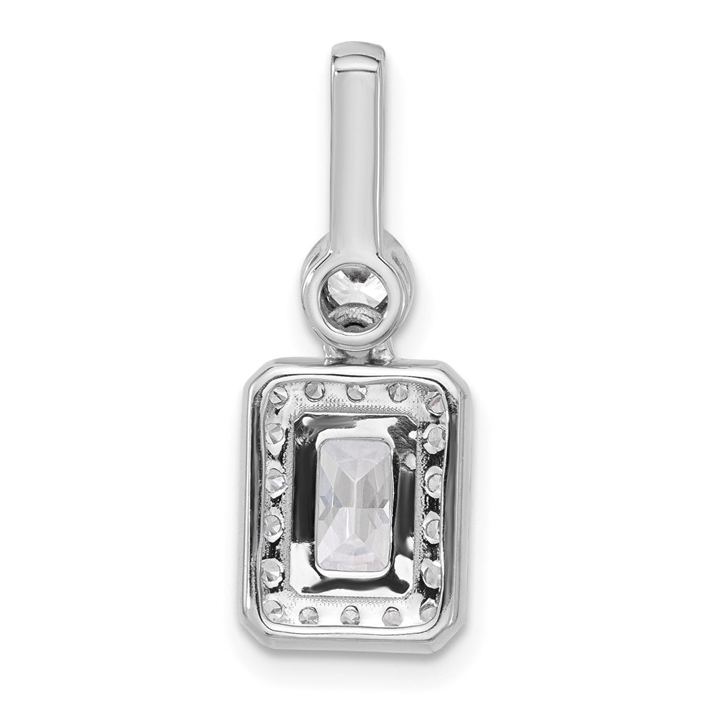 14K White Gold 2 carat Lab Grown Diamond VS+ F+ Radiant Complete Halo Pendant