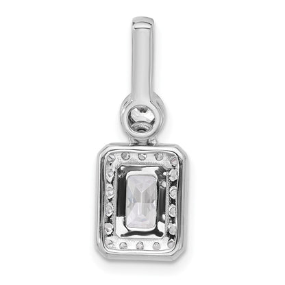 14K White Gold 2 carat Lab Grown Diamond VS+ F+ Radiant Complete Halo Pendant