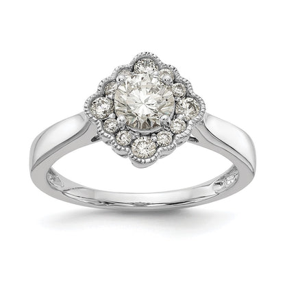 True Origin 14K White Gold 1/4 carat Lab Grown Diamond VS+ F+ Semi-Mount Round Halo Engagement Ring