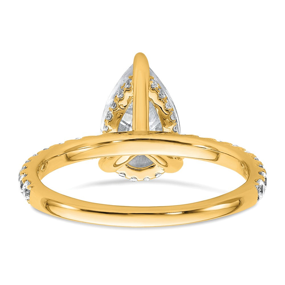 14K Yellow Gold 2 5/8 carat Certified Lab Grown Diamond VS+ F+ Pear Complete Solitaire with Flair Engagement Ring