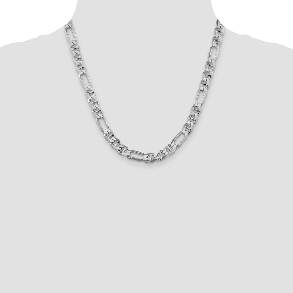 Sterling Silver Rhodium-plated 8.25mm Figaro Anchor 20 Inch Chain