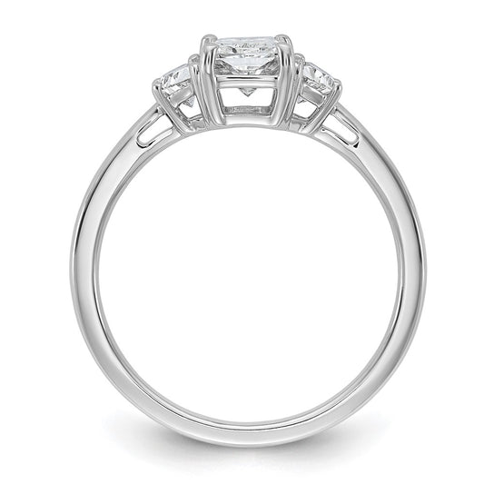14K White Gold 1 3/8 carat Certified Lab Grown Diamond VS/SI+ G+ Radiant and Half Moon Complete Three Stone Engagement Ring