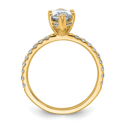 14K Yellow Gold 2 5/8 carat Certified Lab Grown Diamond VS/SI+ G+ Marquise Complete Solitaire with Flair Engagement Ring