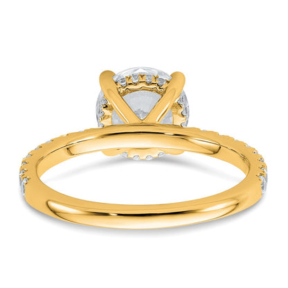 14K Yellow Gold 2 3/8 carat Certified Lab Grown Diamond VS/SI+ G+ Round Complete Solitaire with Flair Engagement Ring