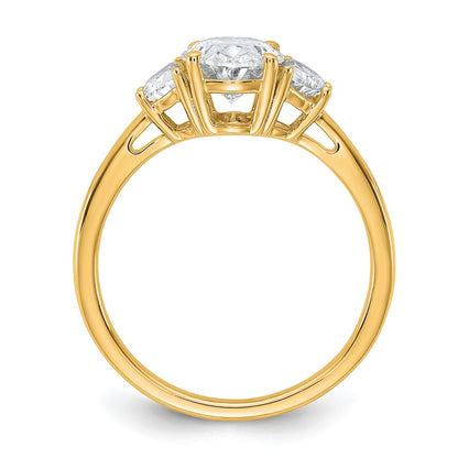 14K Yellow Gold 2 carat Certified Lab Grown Diamond VS+ F+ Complete Oval and Half Moon Three Stone Engagement Ring