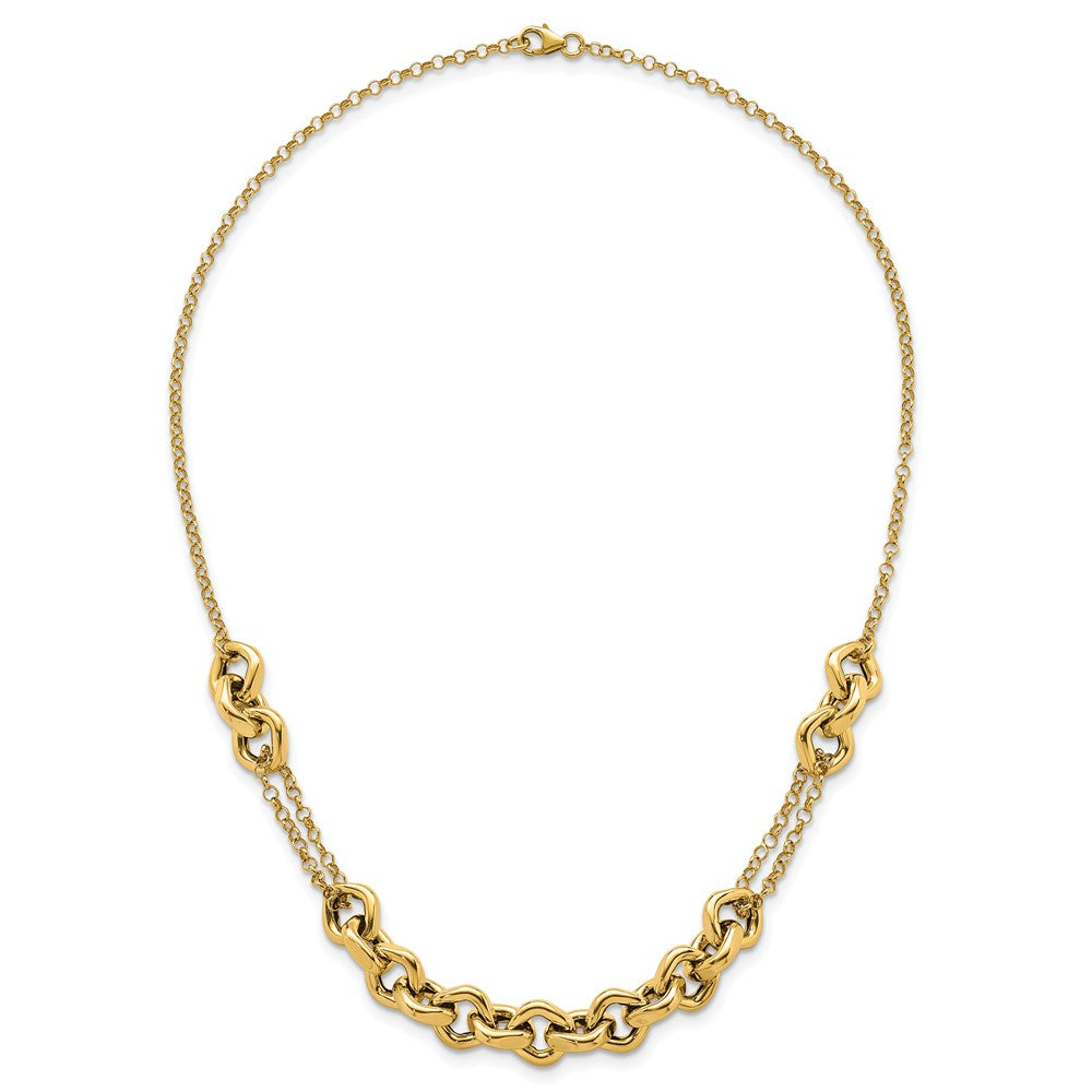 14K Yellow Gold Polished Fancy Multi Link Chain 18 Inch Necklace
