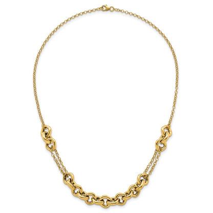 14K Yellow Gold Polished Fancy Multi Link Chain 18 Inch Necklace