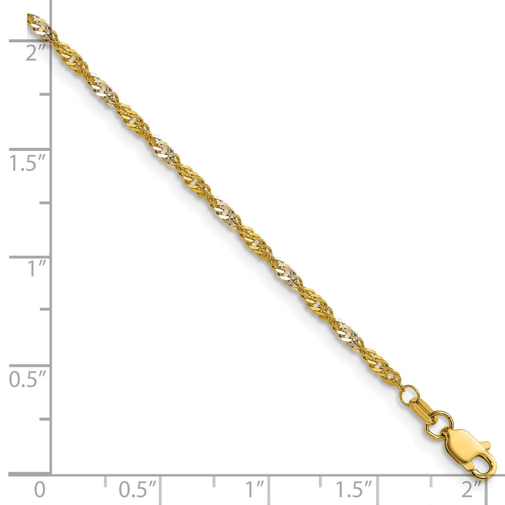 14K Yellow Gold with Rhodium 1.9mm Singapore 18 Inch Chain