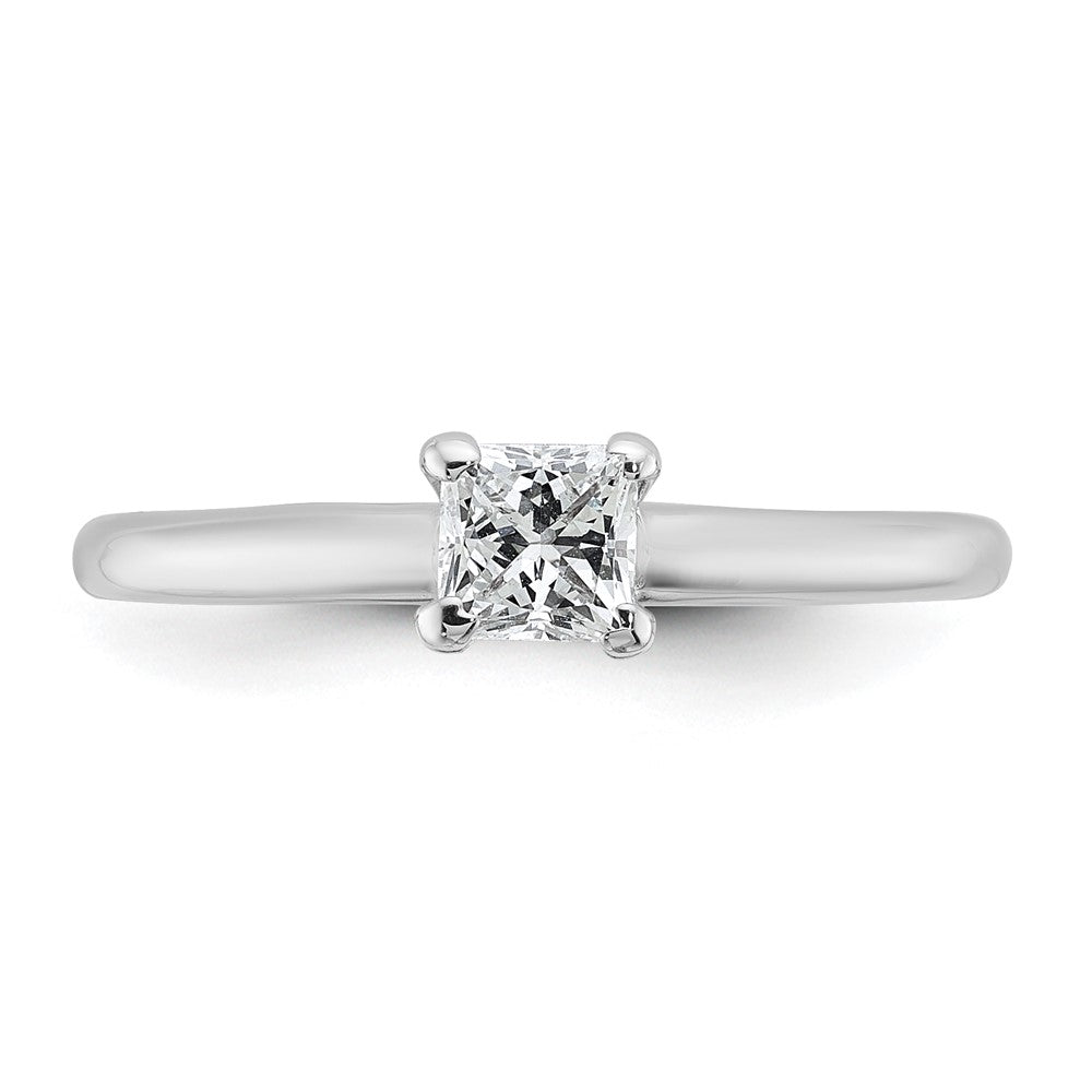 14K White Gold 1/2 carat Certified Lab Grown Diamond VS+ F+ Princess Complete Solitaire Engagement Ring
