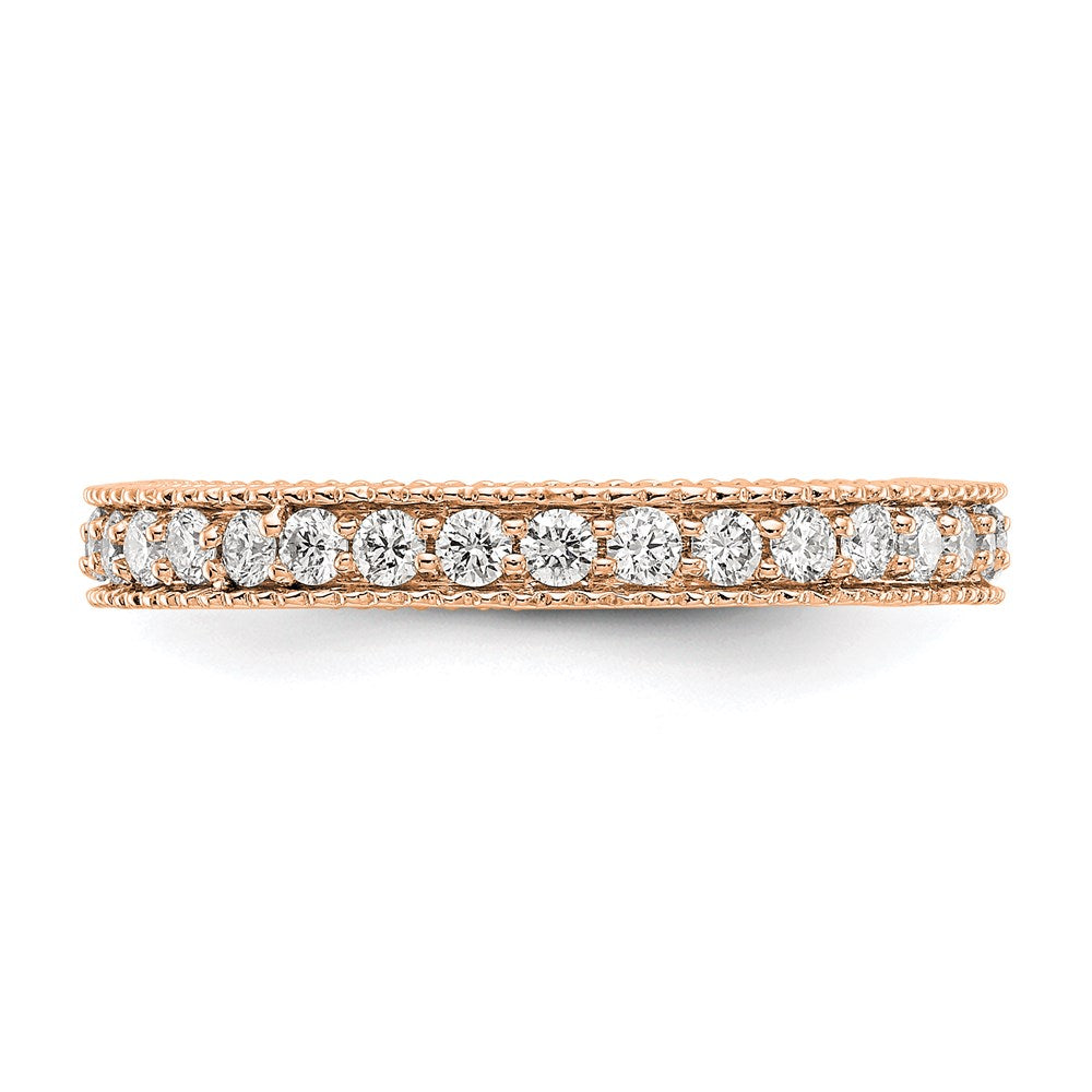 14K Rose Gold Polished 3/4CT Milgrain Edge Diamond Eternity Wedding Band Ring