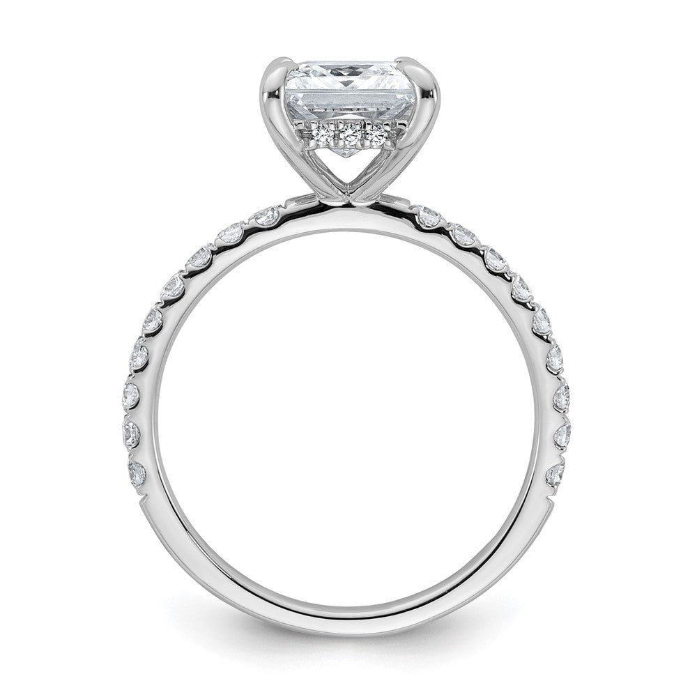14K White Gold 2 1/2 carat Certified Lab Grown Diamond VS/SI+ G+ Princess Complete Solitaire with Flair Engagement Ring
