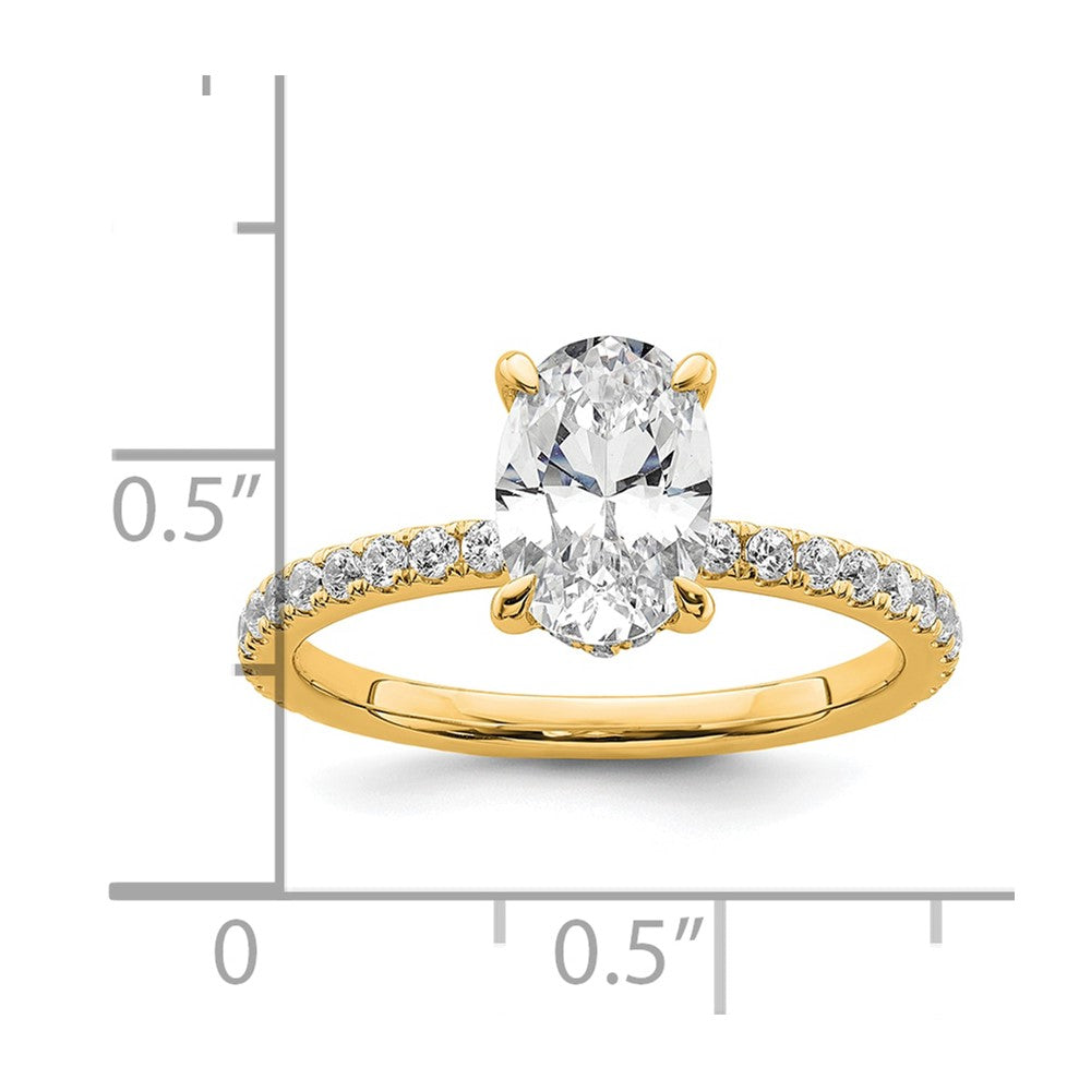 14K Yellow Gold 1 7/8 carat Certified Lab Grown Diamond VS/SI+ G+ Oval Complete Solitaire with Flair Engagement Ring