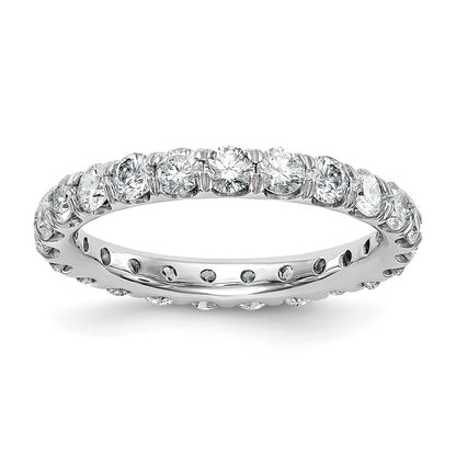 14K White Gold Polished Size 7 U-Shared Prong 2 carat Diamond Complete Eternity Wedding Band Ring