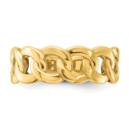 14K Yellow Gold Polished 8mm Men's Curb Link Ring