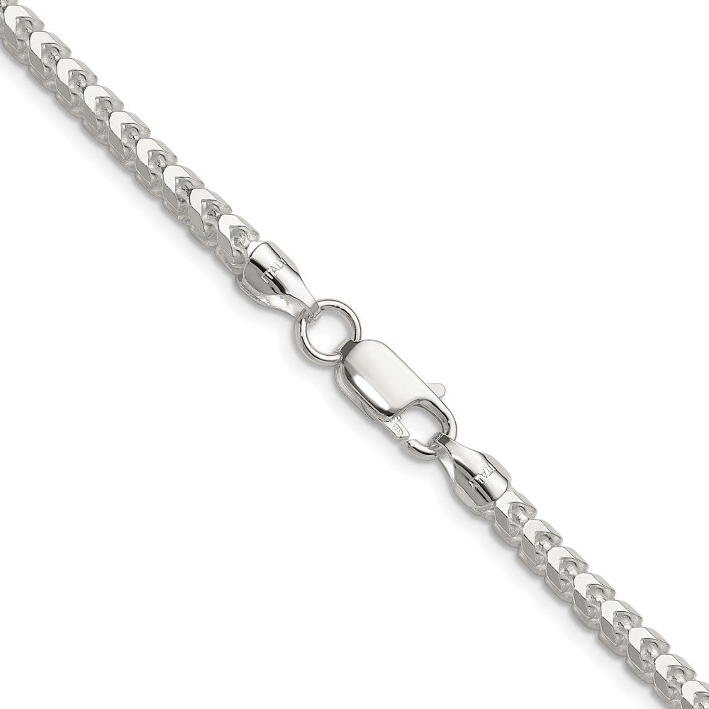 Sterling Silver 4.0mm D/C Square Franco 30 Inch Chain